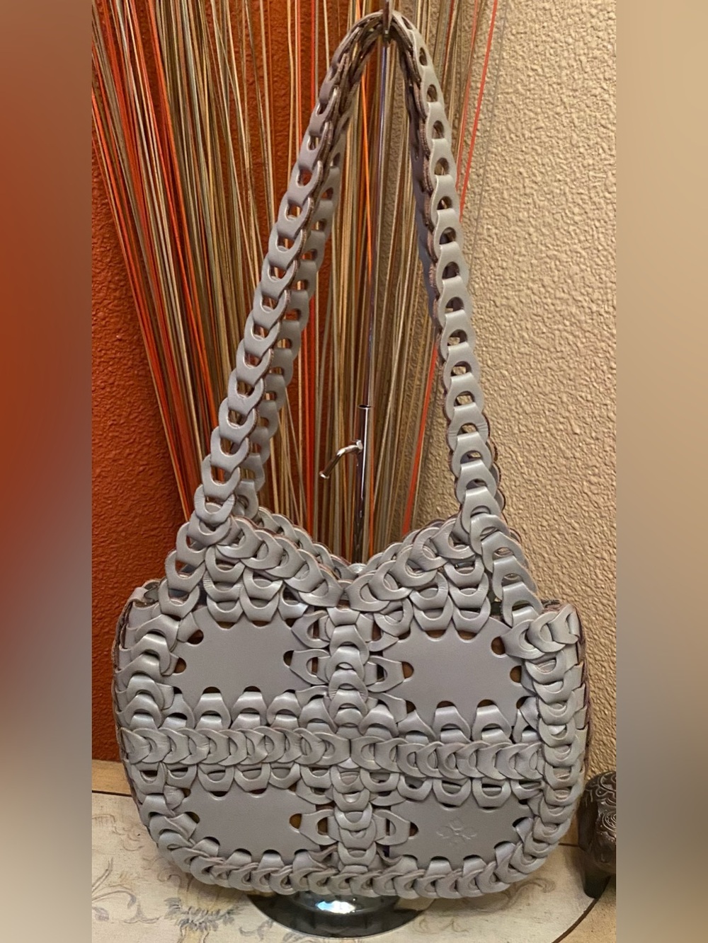Patricia Nash - EUC - Giraldi Woven Leather Chainlink Hobo in Stone Color - Picture 4 of 11